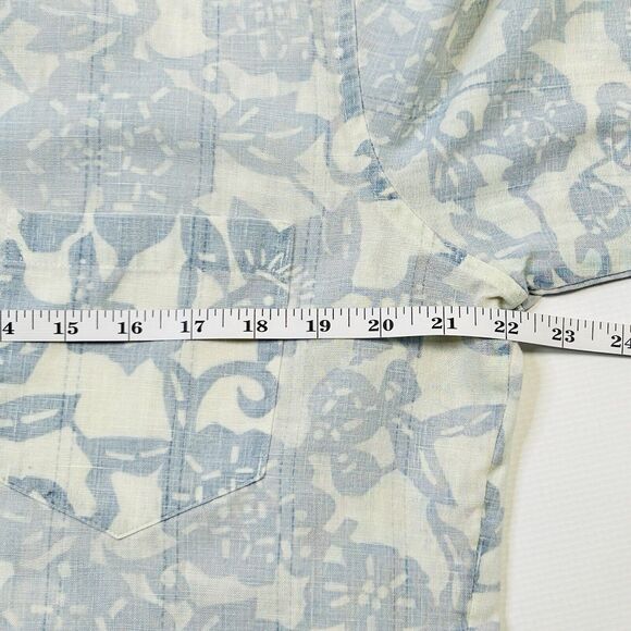 Reyn Spooner 1/4 Button Up Aloha Shirt Mens Size Medium Blue Floral Hawaiian - Picture 12 of 12